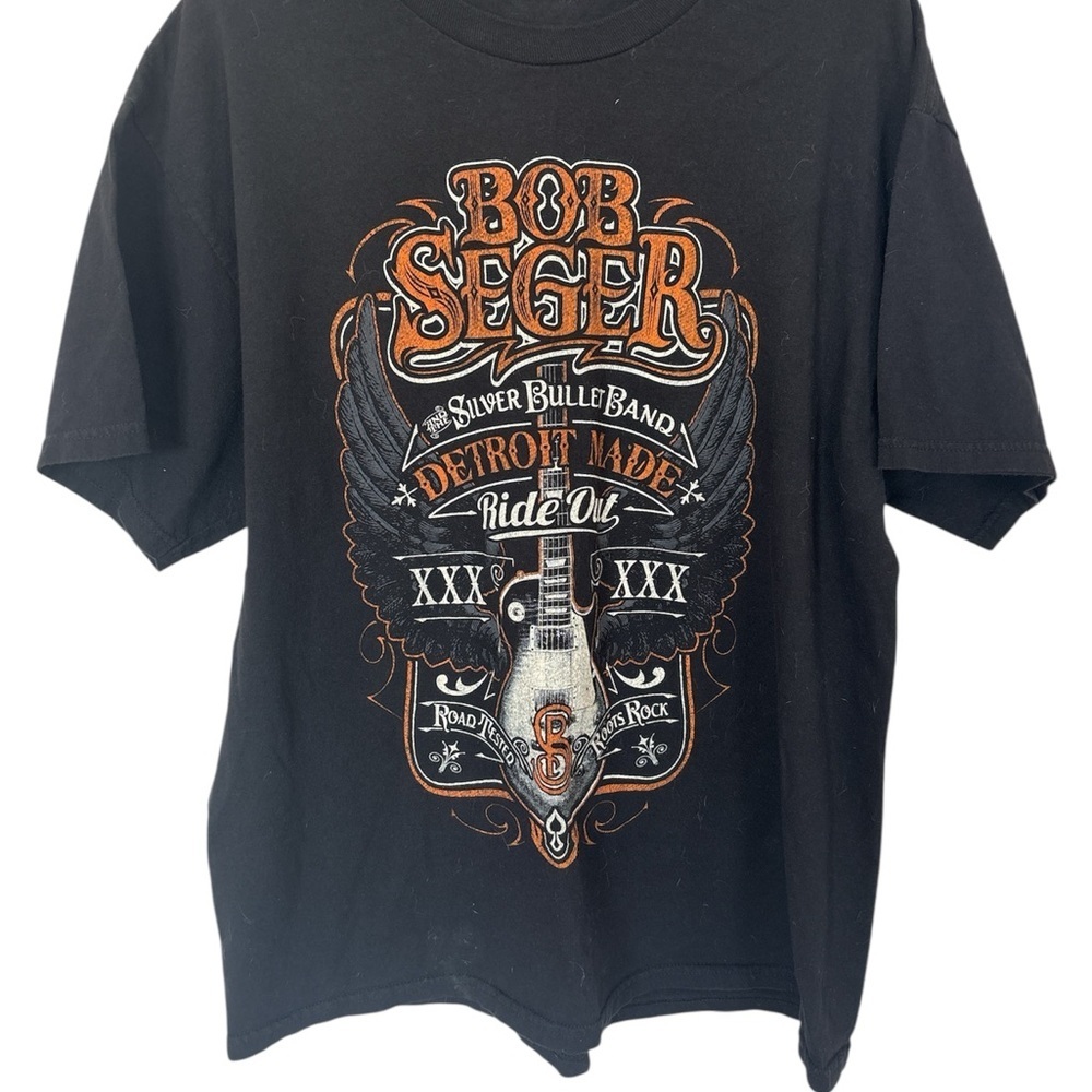 Alstyle Black and Orange Graphic T-Shirt